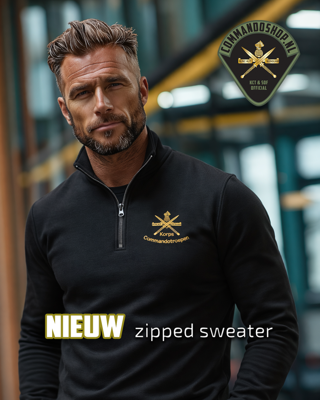 KCT Half Zipped sweater - Zwart