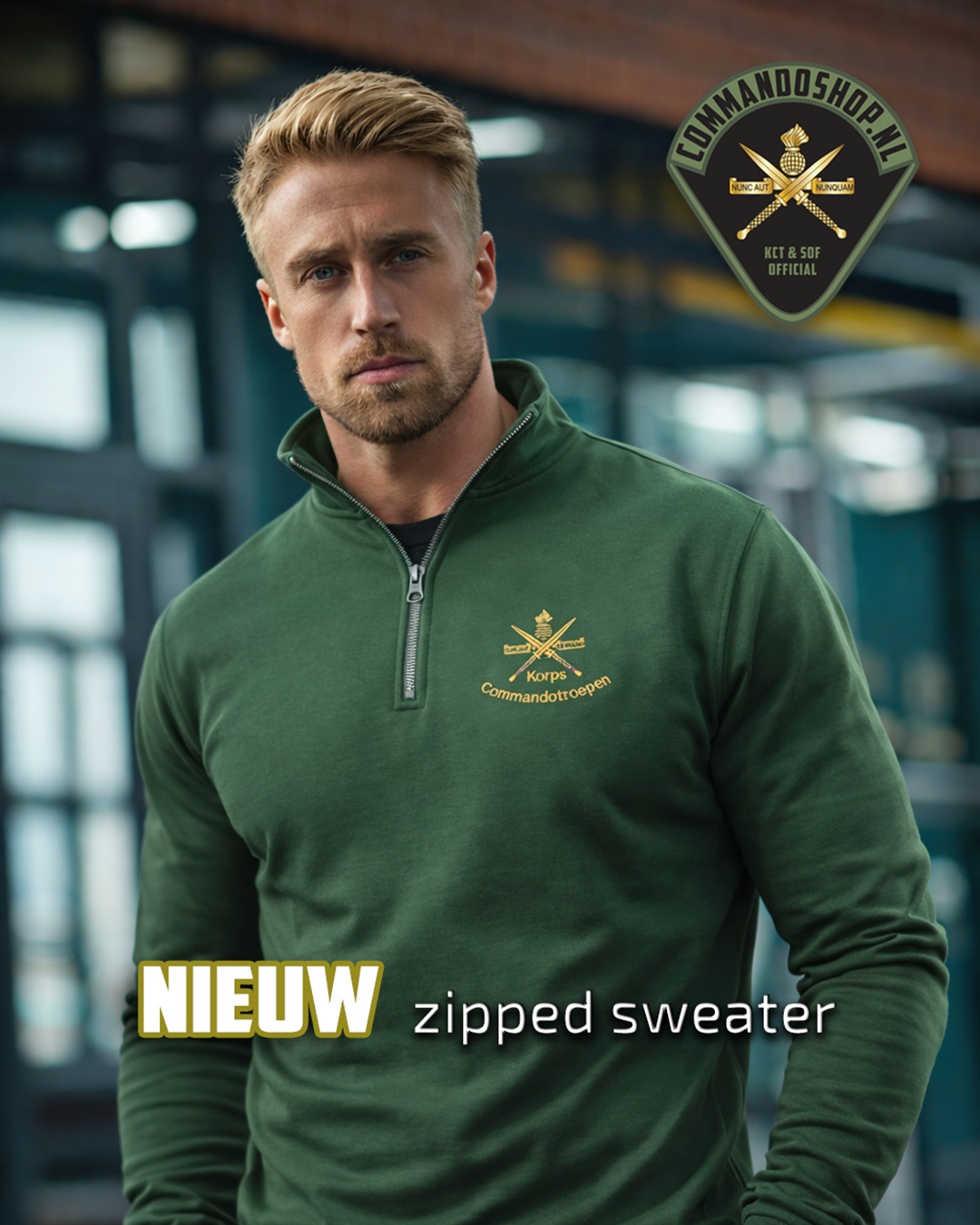 KCT Half Zipped sweater - Flesgroen