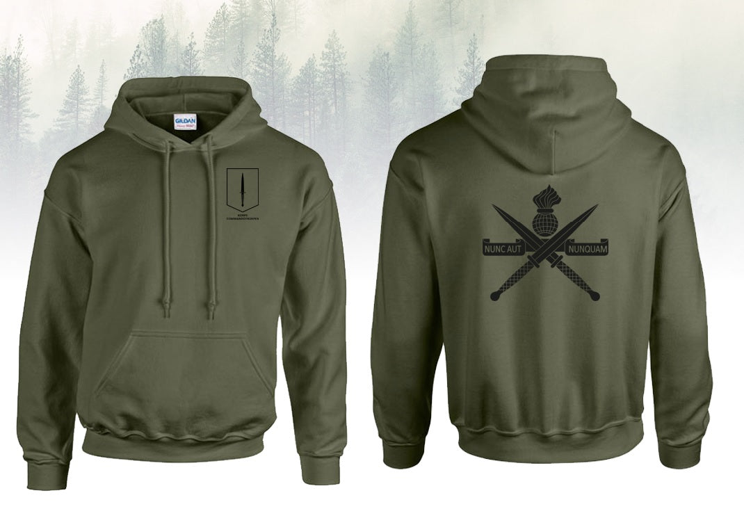 Hoody Olive green bedrukt met korpslogo