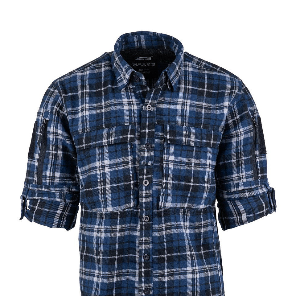 TF-2215 Operator Overhemd – Blauw/grijs Geruit opgerolde mouw