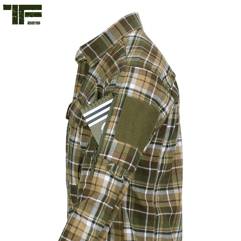 TF-2215 Operator Overhemd – Groen/Bruin Geruit zijkant met velcro