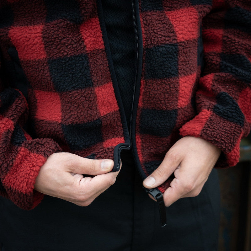 Reversible Sherpa Softshell Jas Rood/Zwart ritssluiting