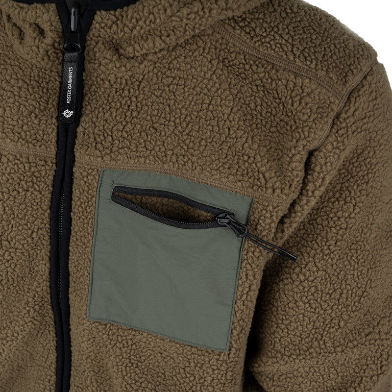 Reversible Sherpa Softshell Jas Coyote/Ranger groen borstzak