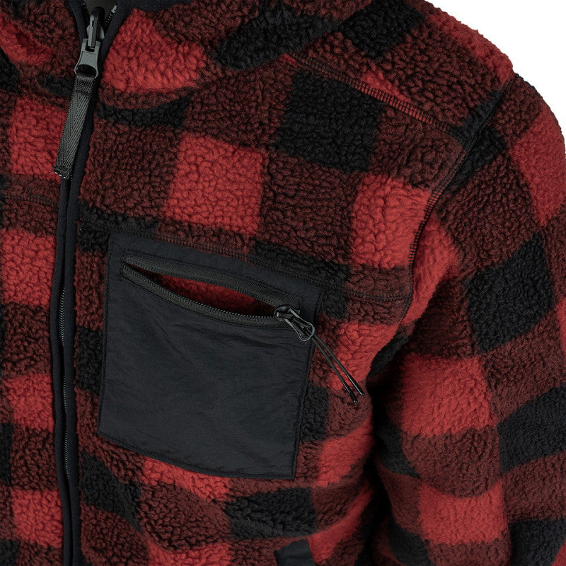 Reversible Sherpa Softshell Jas Rood/Zwart borstzak