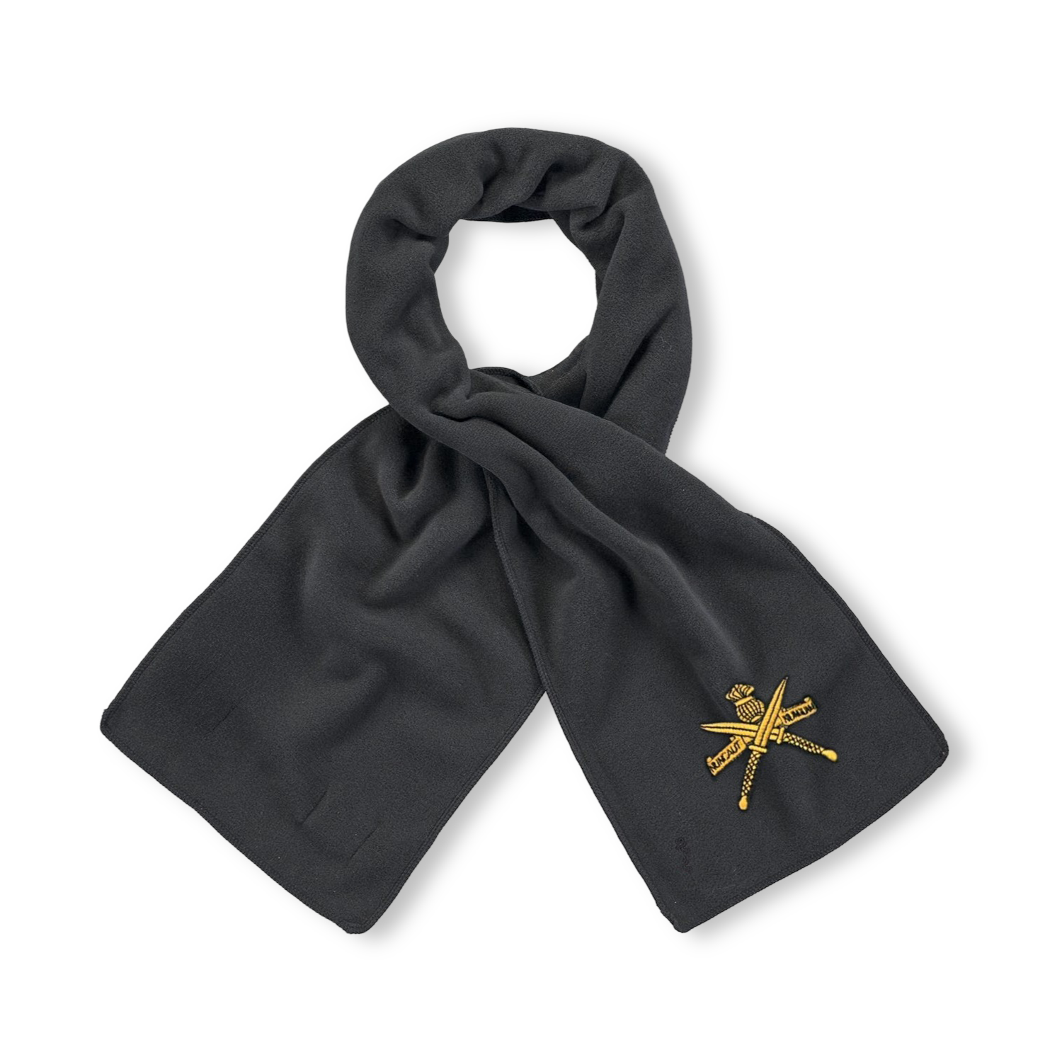 Fleecesjaal zwart met korpslogo geborduurd