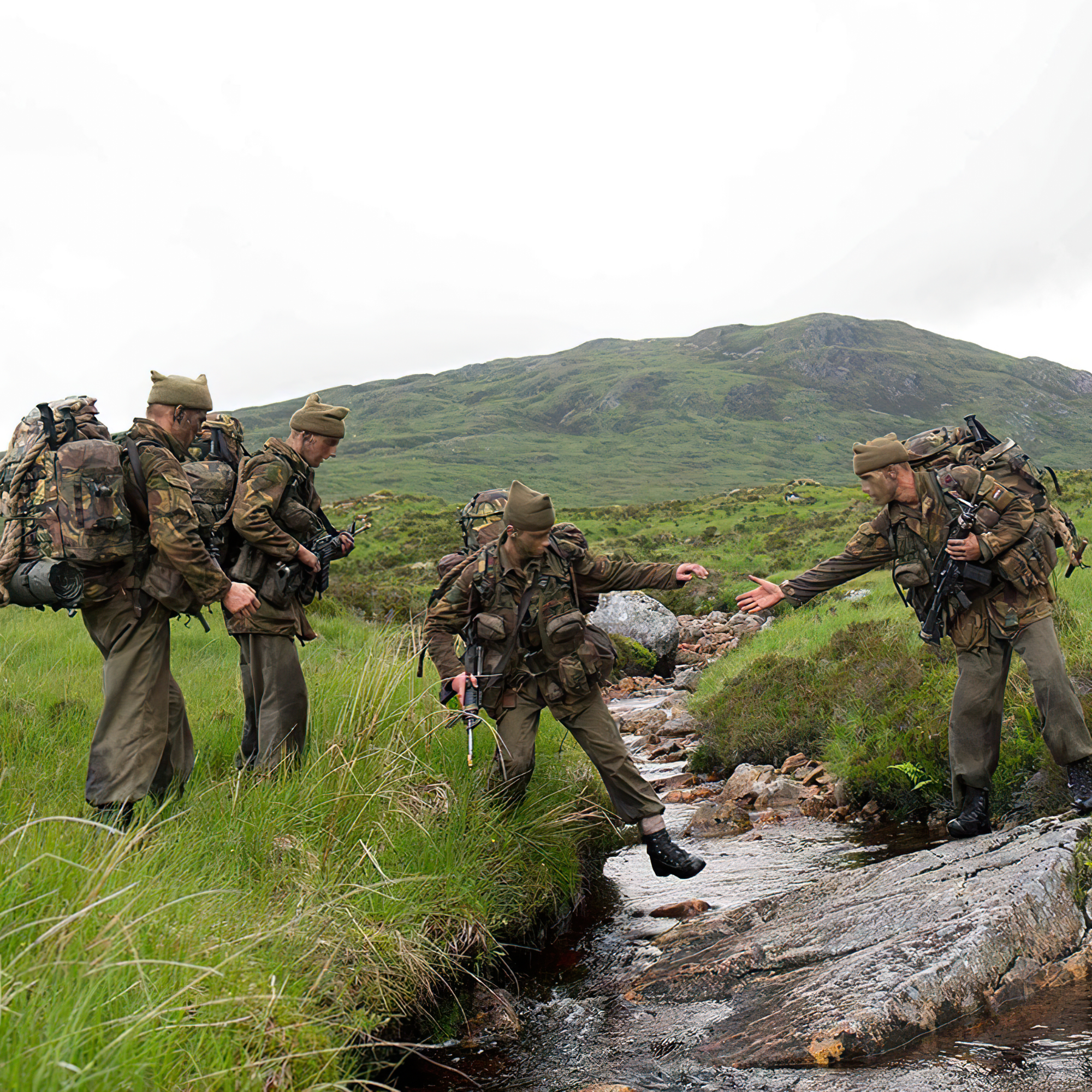 Cursisten van de commando opleiding in Schotland
