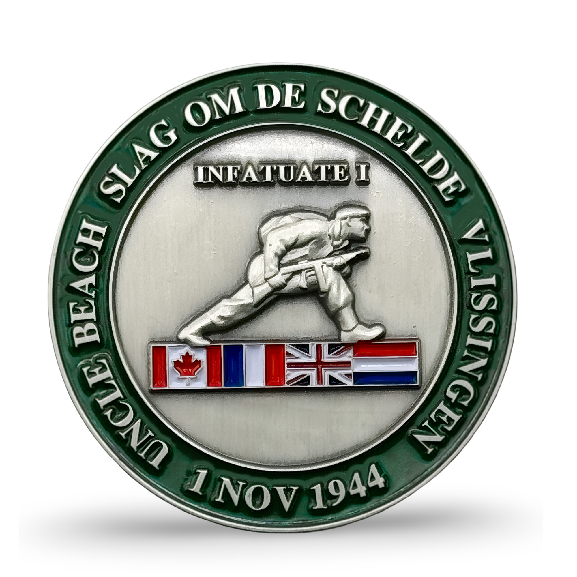 Herdenkingscoin van Operatie Infatuate I en II front