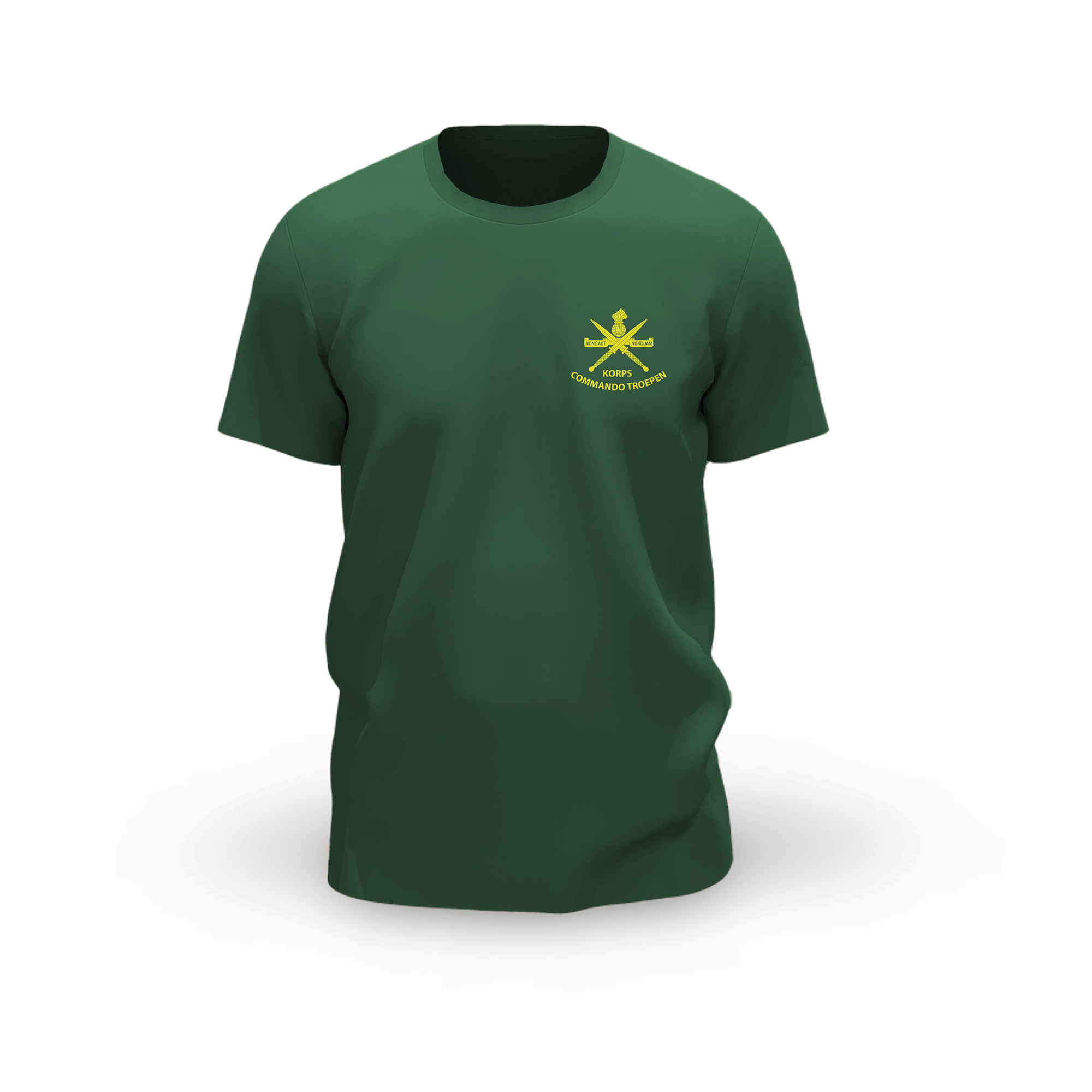 KCT T-shirt Flesgroen – met goudkleurig Korpslogo en dolk front