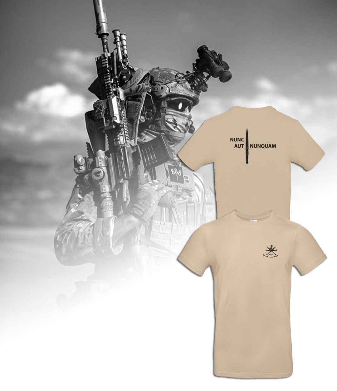 KCT T-shirt Sand – met zwart Korpslogo en dolk